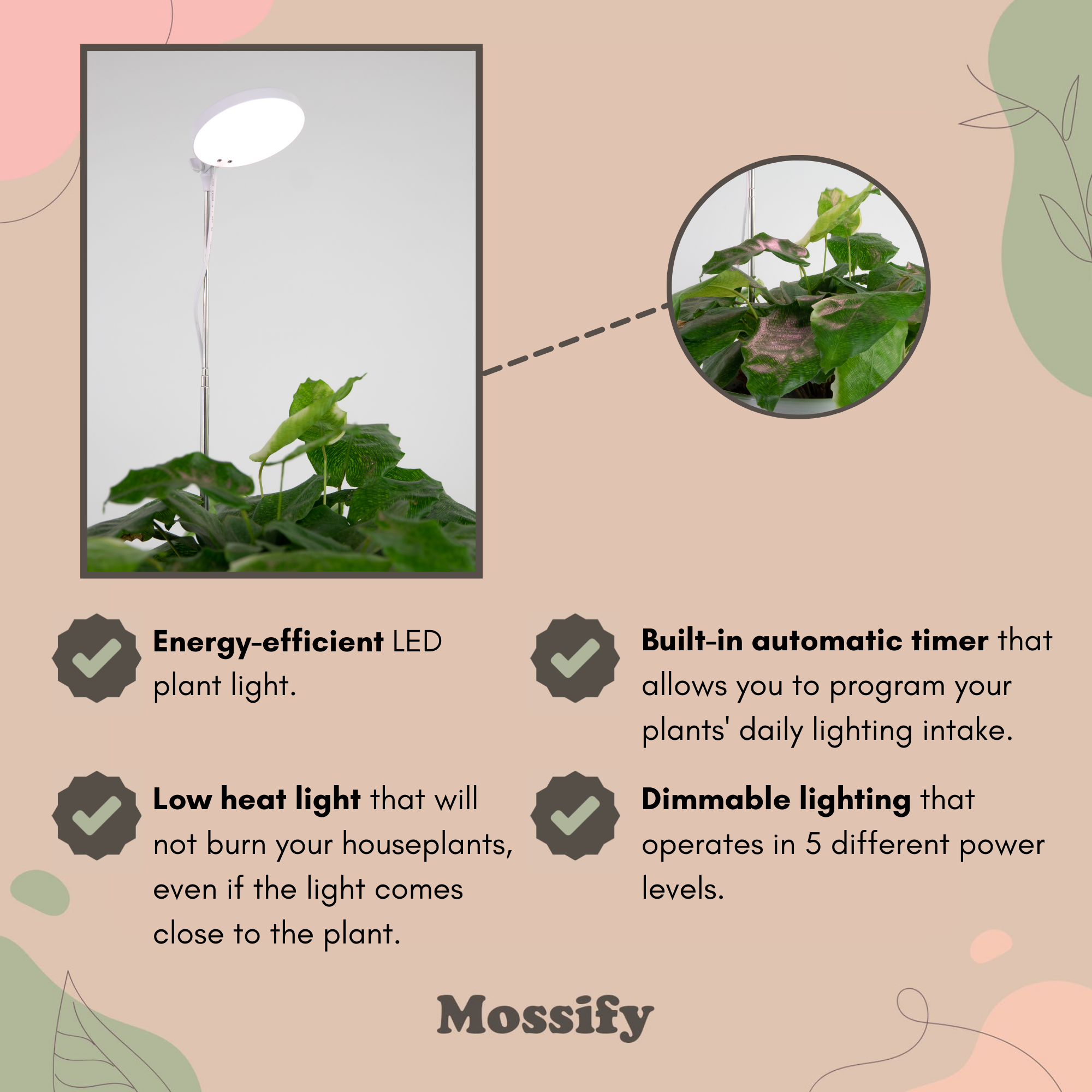 Adjustable LED Plant Light: White