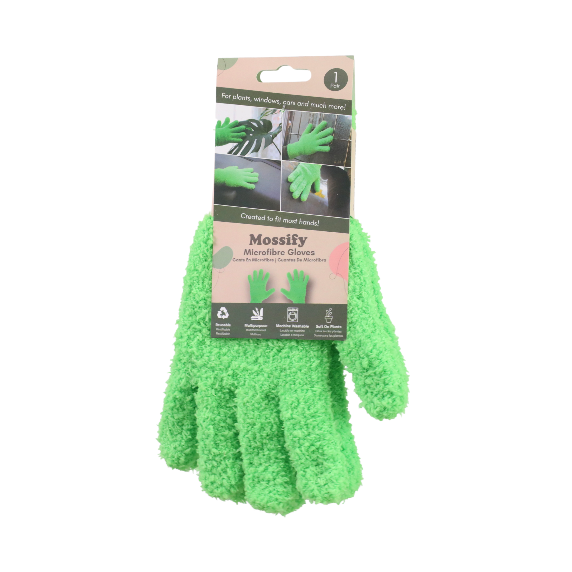 2 Microfiber Gloves - Leaf-Shining Gloves: Green